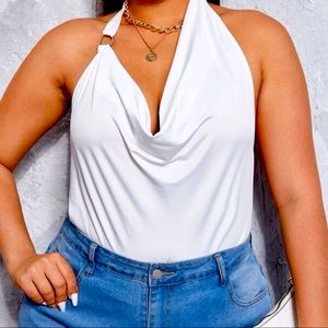 D-Ring Cowl neck backless halter